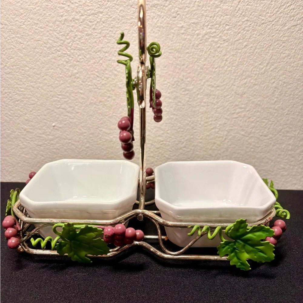 Vintage Mikasa Gem Relish Nuts Olives Caddy Grape Clusters Elegant Serving Set